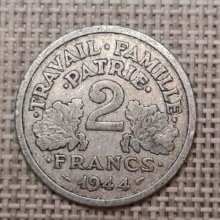 France 2 Francs 1944 "B" KM-904 VF
