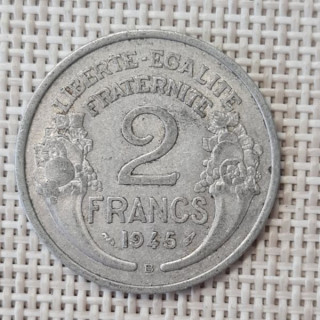 France 2 Francs 1945 "B" KM-886a VF