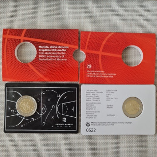 Lithuania 2 Euro 2022 "Basketball" BU (Coin Card)