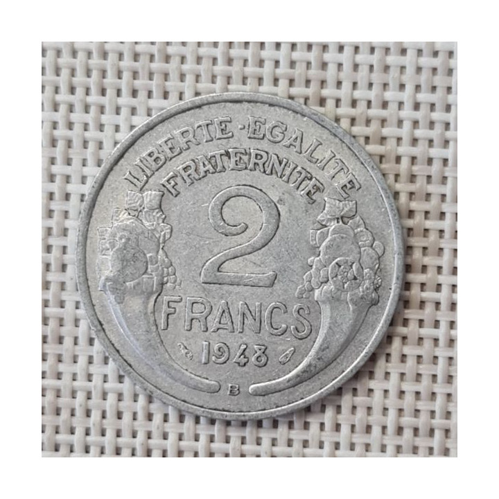 France 2 Francs 1948 "B" KM-886a VF