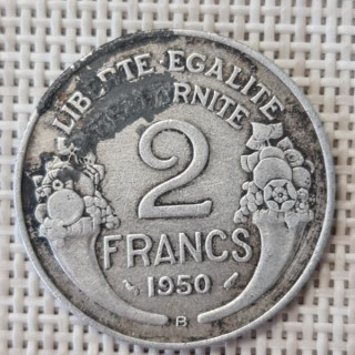 France 2 Francs 1950 "B" KM-886a VF