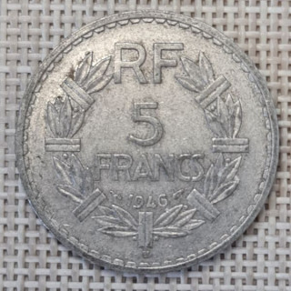 France 5 Francs 1946 "B" KM-888b VF