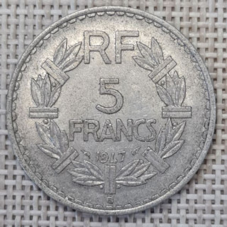 France 5 Francs 1947 "B" KM-888b VF
