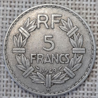France 5 Francs 1949 "B" KM-888b VF