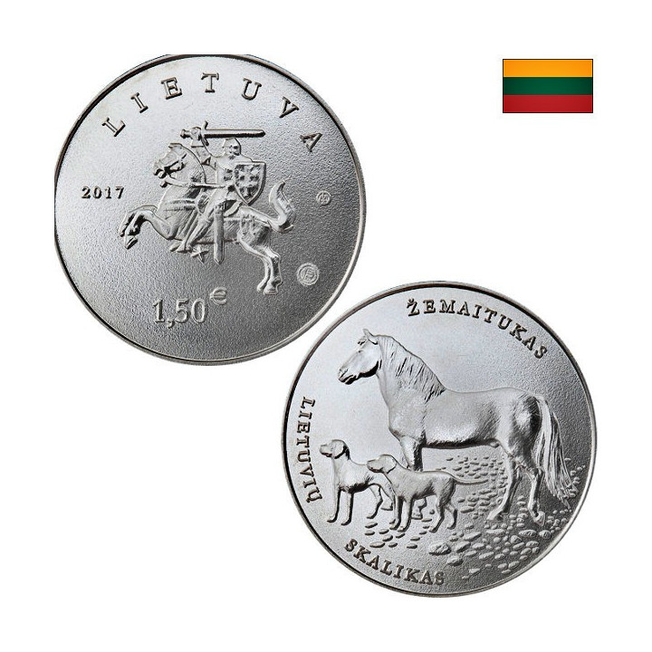Lithuania 1,50 Euro 2017 "Hound & Horse" KM-225 UNC