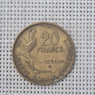 France 20 Francs 1951 "B" KM-917 VF