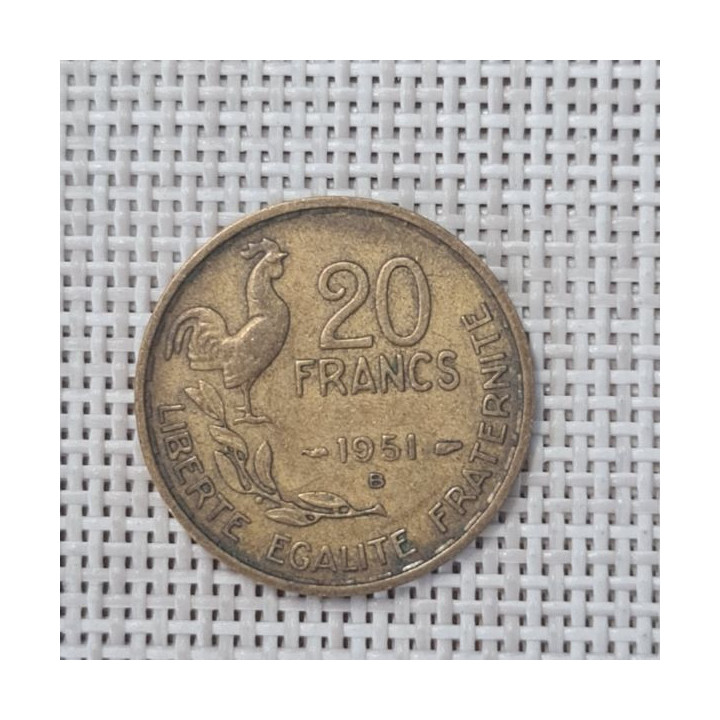 France 20 Francs 1951 "B" KM-917 VF