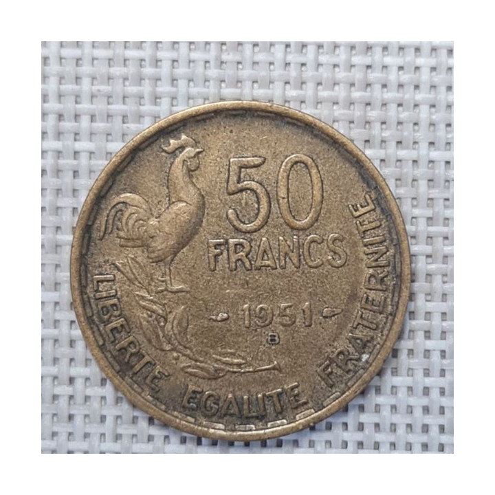 France 50 Francs 1951 "B" KM-918 VF