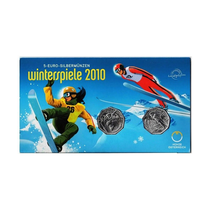 Austria 2 x 5 Euro 2010 "Olympic Games" KM-3192 - 3193 BU (Blister)