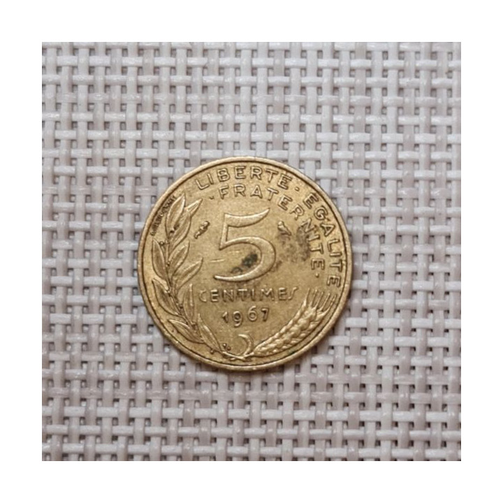 France 5 Centimes 1967 KM-933 VF