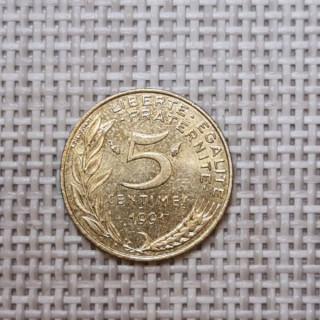 France 5 Centimes 1991 KM-933 VF