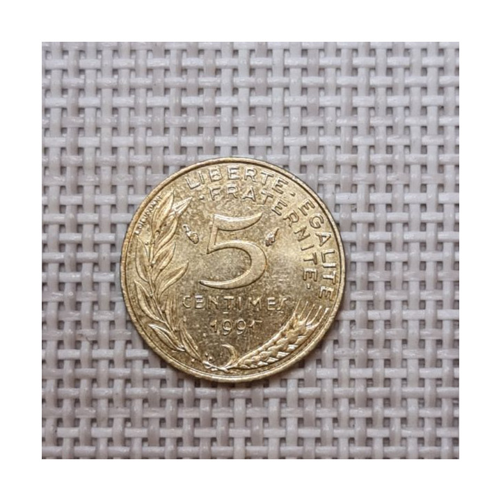 France 5 Centimes 1991 KM-933 VF
