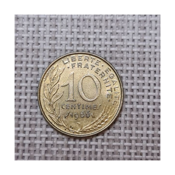 France 10 Centimes 1966 KM-929 VF