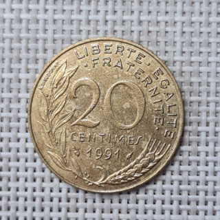 France 20 Centimes 1991 KM-930 VF