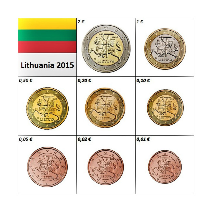 Lithuania Euro Set (3,88€) 2015 UNC