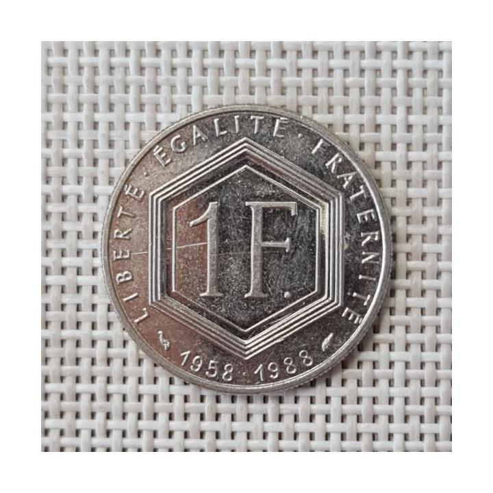 France 1 Franc 1988 "Fifth Republic" KM-963 VF
