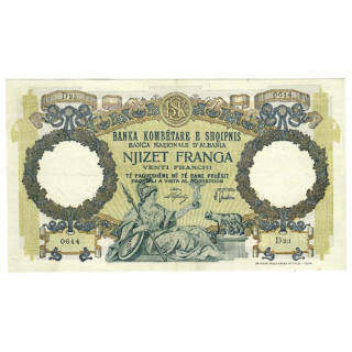 Albania 20 Franga 1939 P-7 XF/AU