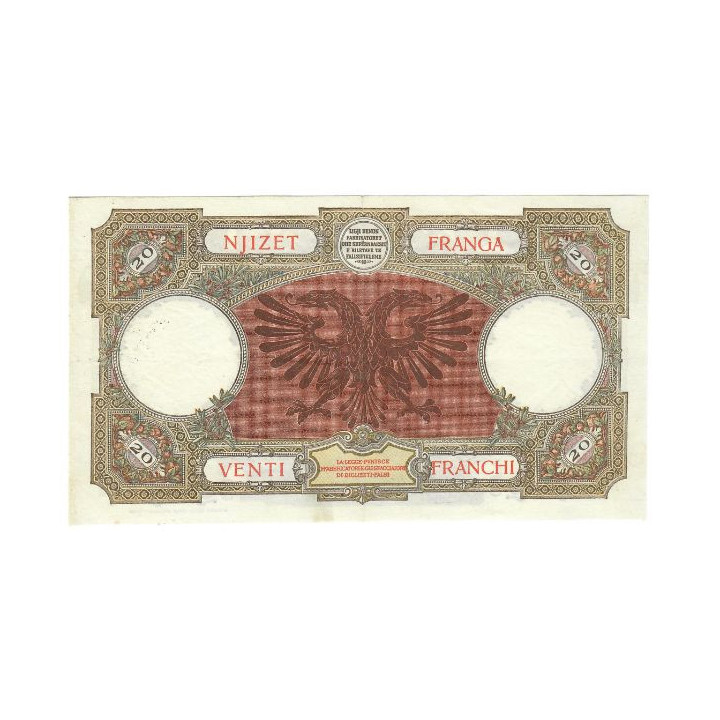 Albania 20 Franga 1939 P-7 XF/AU