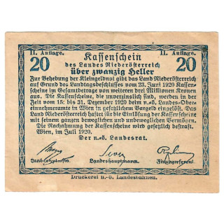 Austria 20 Heller 1920 P-S113a.1 VF