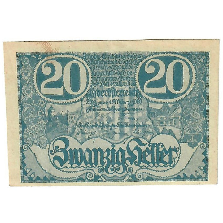 Austria 20 Heller 1920 P-S115b VF