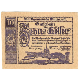 Austrian Notgeld 10 Heller 1920 JPR0590II-10.2 UNC