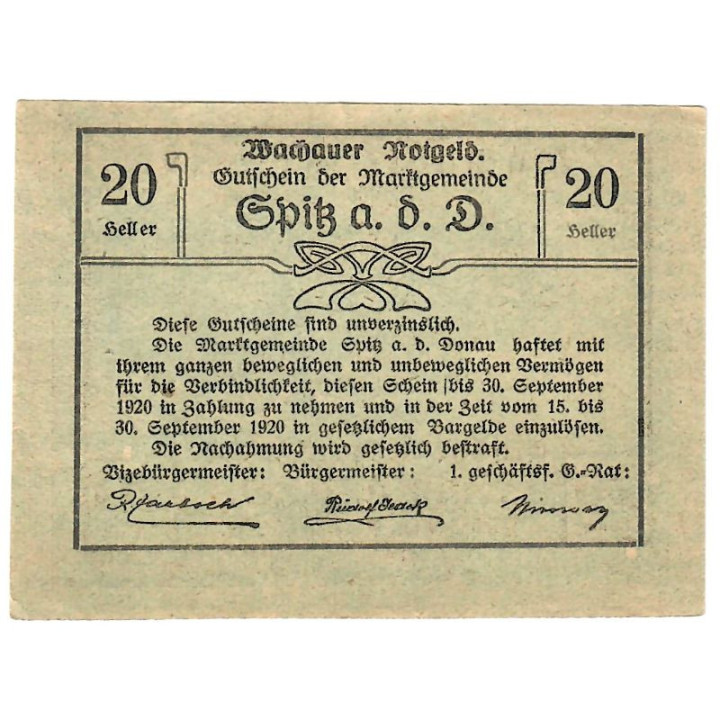 Austrian Notgeld 20 Heller 1920 MEHL-FS1122I UNC