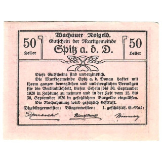 Austrian Notgeld 50 Heller Spitz 1920 UNC