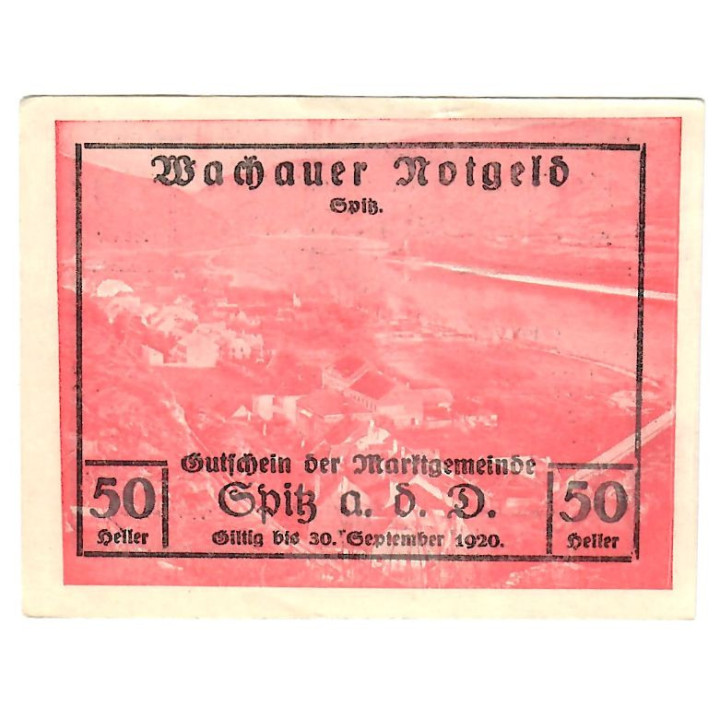 Austrian Notgeld 50 Heller Spitz 1920 UNC