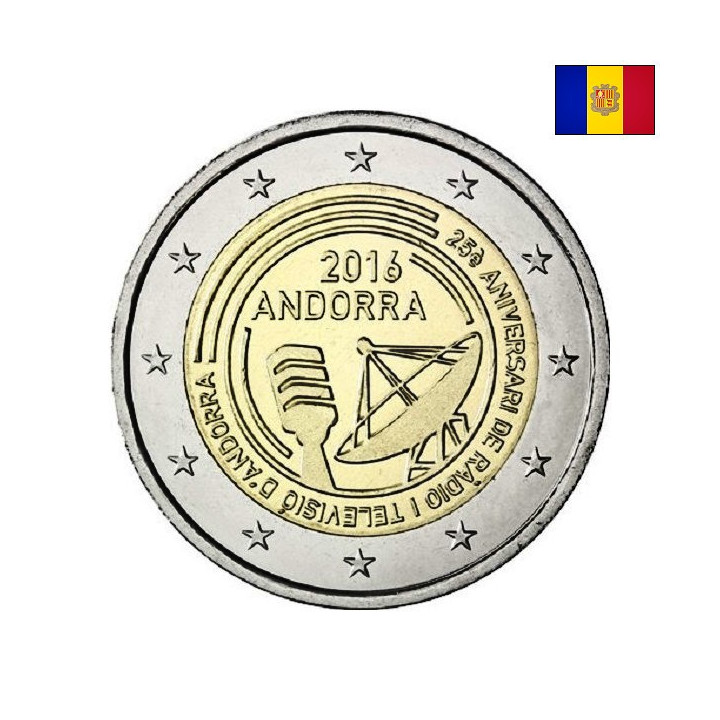 Andorra 2 Euro 2016 "Radio & Television" BU (Coin Card)