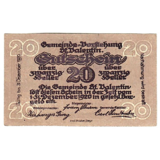 Austrian Notgeld 20 Heller 1920 JPR0941-20 UNC