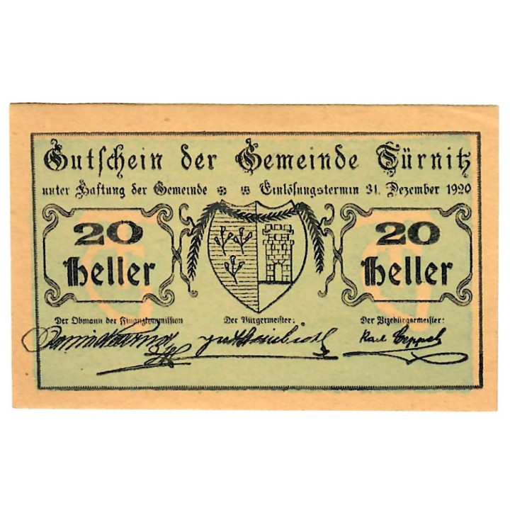Austrian Notgeld 20 Heller 1920 JPR1086-20 UNC