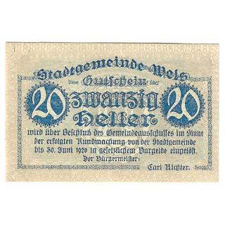 Austrian Notgeld 20 Heller 1920 JPR1167I-20.1 UNC