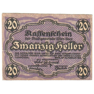 Austrian Notgeld 20 Heller 1920 JPR1183d-20 XF
