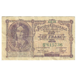 Belgium 1 Franc 1915 P-86a.2 VF