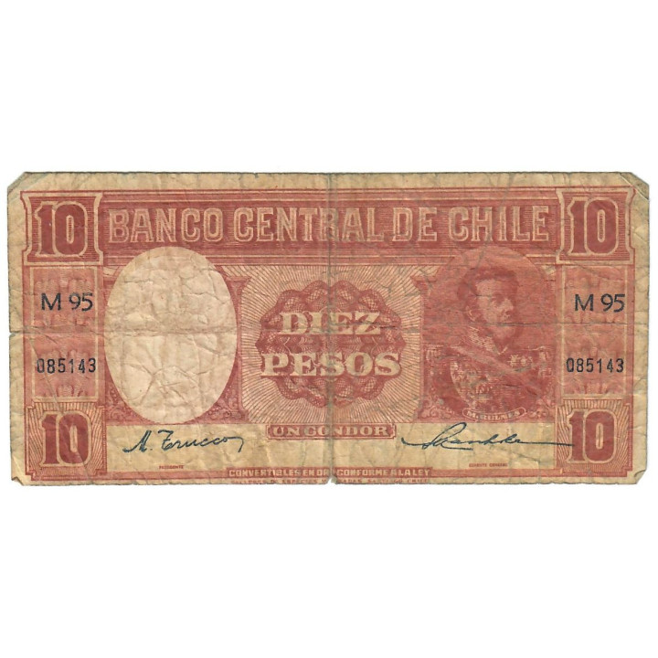 Chile 10 Pesos ND (1947) P-111a.1 F