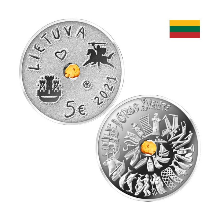 Lithuania 5 Euro 2021 "Sea Festival" KM-268 Proof