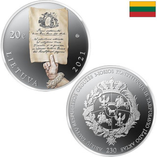 Lithuania 20 Euro 2021 "Constitution" KM-270 Proof