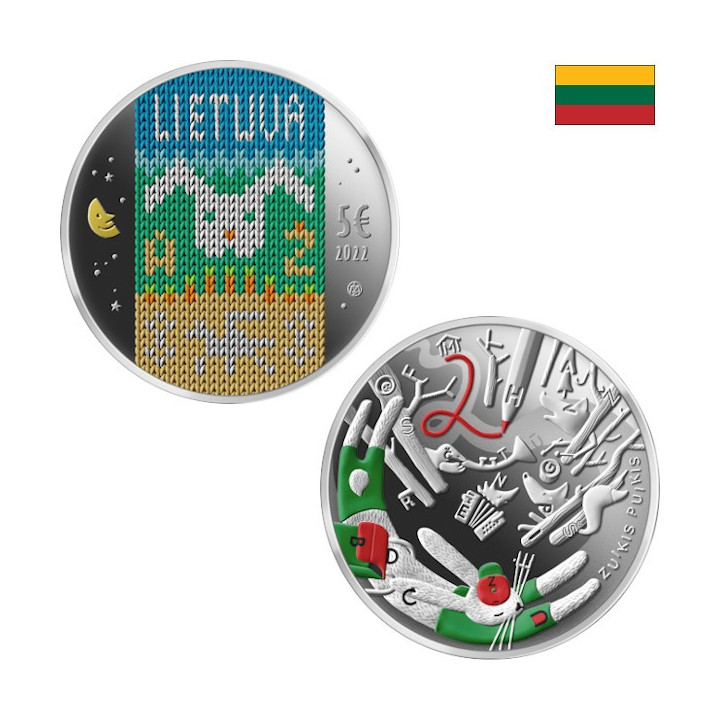 Lithuania 5 Euro 2022 "Zuikis Puikis" KM-277 Proof