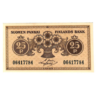 Finland 25 Pennia 1918 P-33a.7 UNC