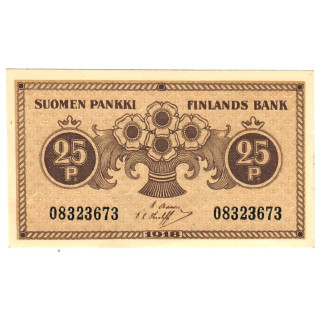 Finland 25 Pennia 1918 P-33a.8 UNC