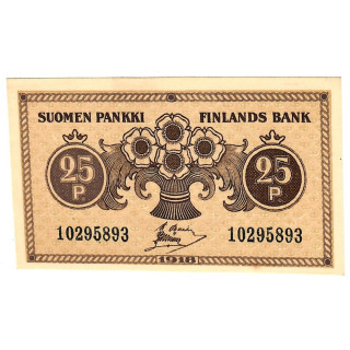 Finland 25 Pennia 1918 P-33a.9 UNC