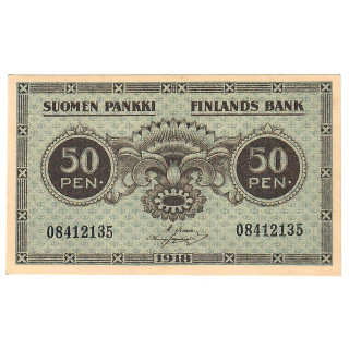 Finland 50 Pennia 1918 P-34a AU/UNC