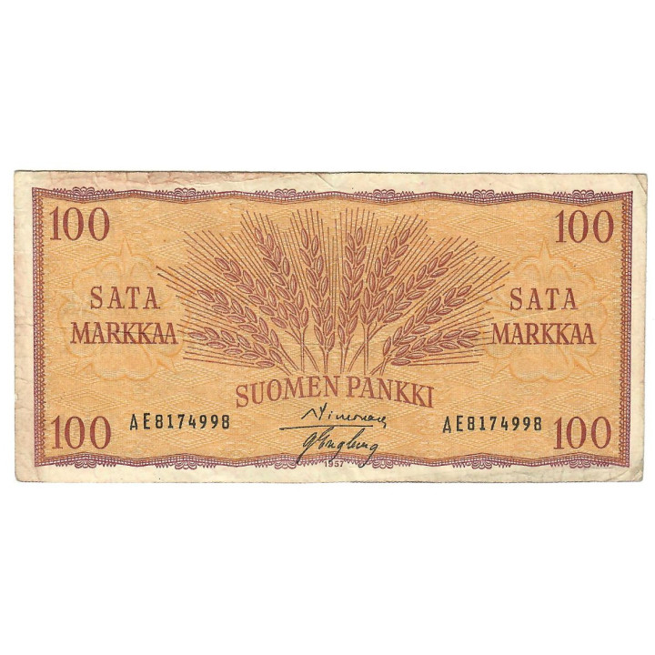 Finland 100 Markkaa 1957 P-97a.14 VF
