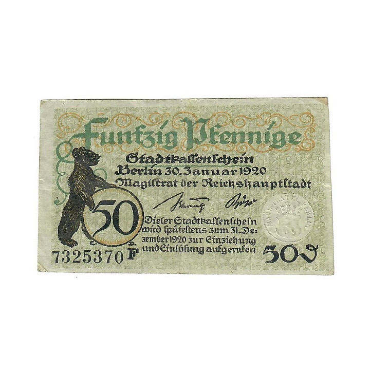 German Notgeld 50 Pfennig 1920 Gra-B27.3b VF