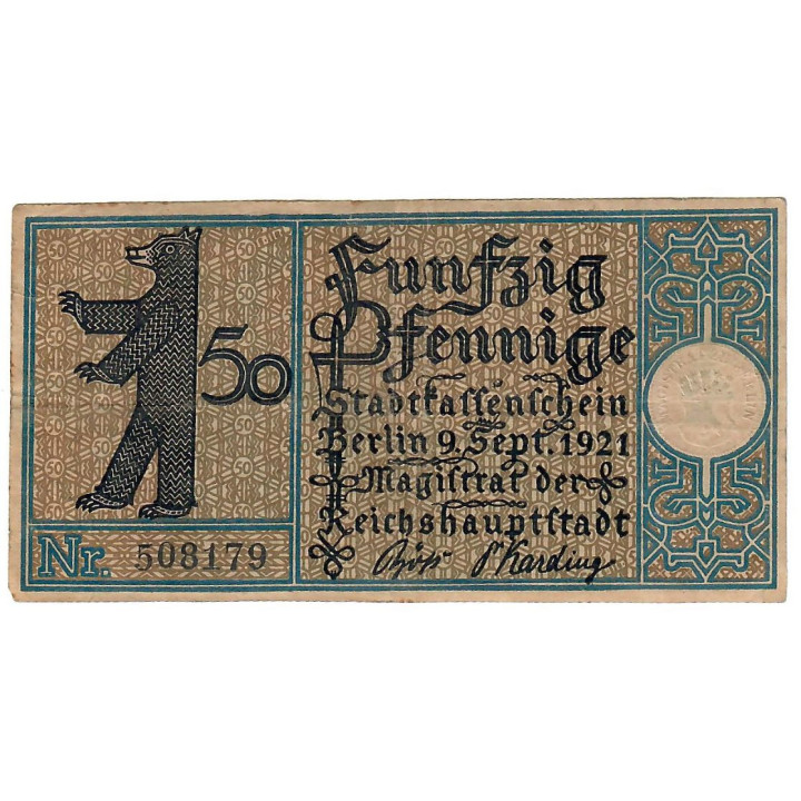 German Notgeld 50 Pfennig 1921 Gra-92.1-4/20 VF