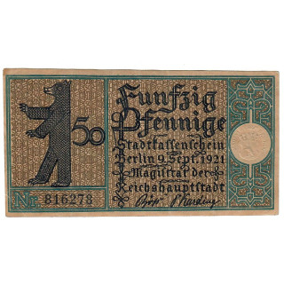 German Notgeld 50 Pfennig 1921 Gra-92.1-6/20 XF