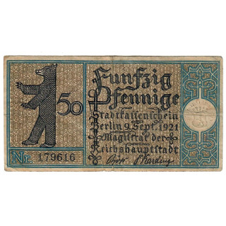 German Notgeld 50 Pfennig 1921 Gra-92.1-16/20 VF