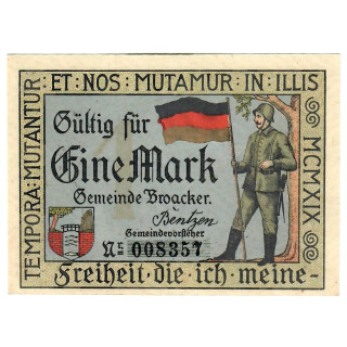 German Notgeld 1 Mark 1919 Gra-188.1a-2/2 UNC