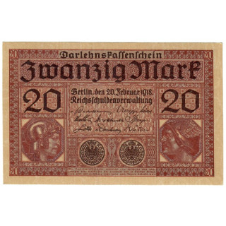 Germany 20 Mark 1918 P-57 AU/UNC