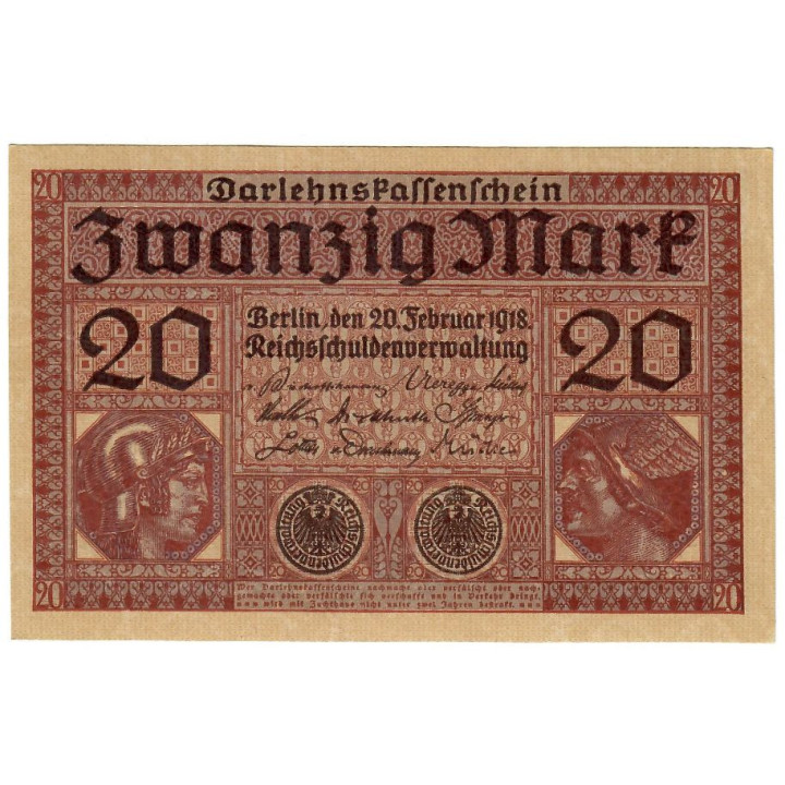 Germany 20 Mark 1918 P-57 AU/UNC
